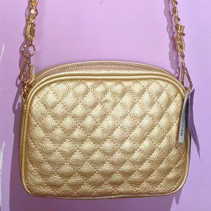 (NWT) Aquamar Gold Quilted Crossbody Bag